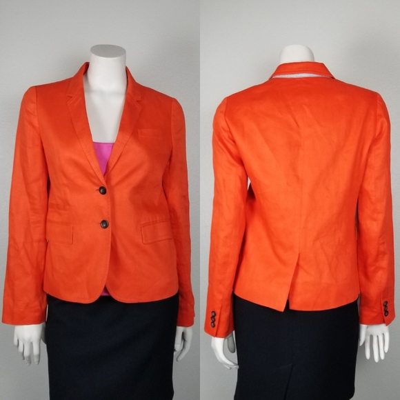 J. Crew Factory Schoolboy Linen Blazer in Red Orange Size 4 - Picture 1 of 11